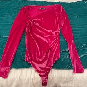 Pink velvet Zara top